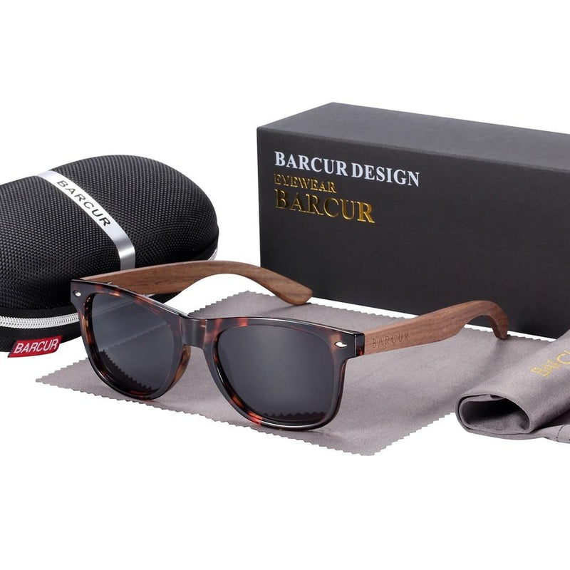 Óculos de Sol Madeira Série Luxo Barcur - UV 400 Polarizado